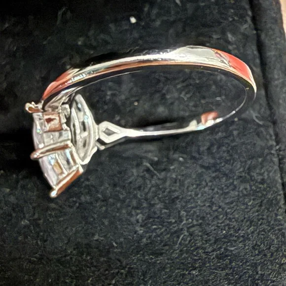 Silver 925 Marquise Center Stone Three-Stone Ring - Picture 6 of 8